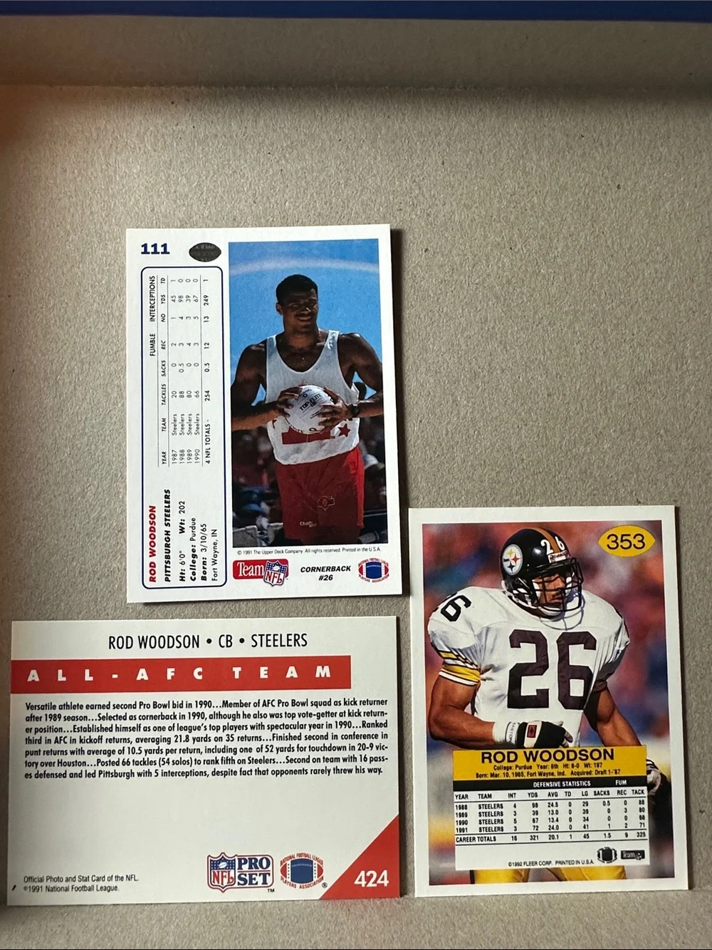 Rod Woodson with Jack Ham/Terry Bradshaw Steelers legends lot of 18 - Picture 3 of 13